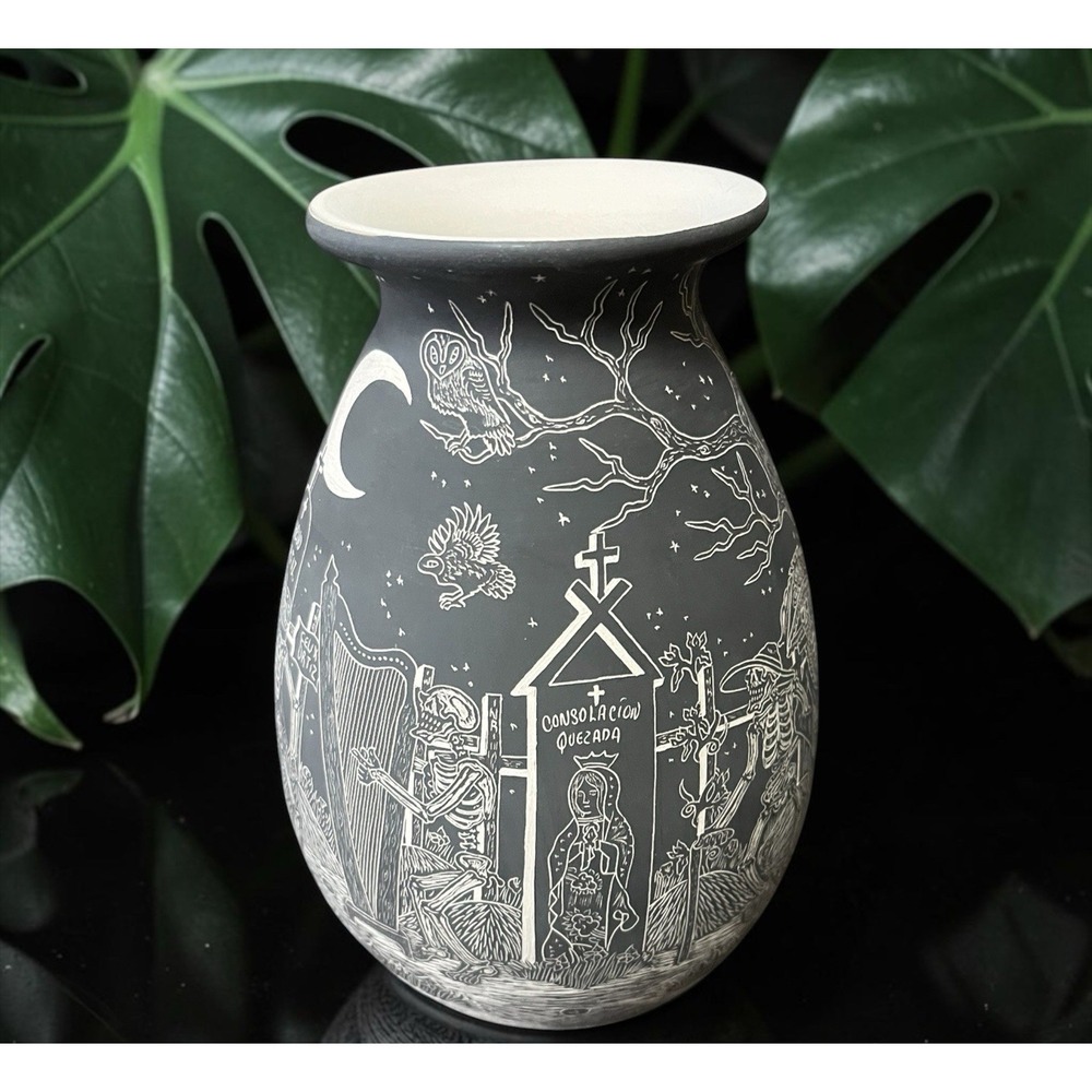 Mata Ortiz Pottery Day of the Dead Night Javier Martinez Cemetery Ravens Mexican